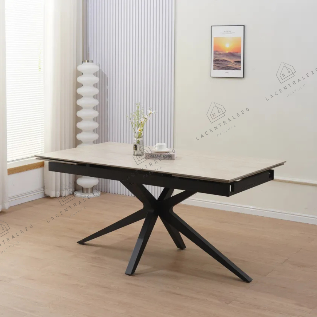 Table à manger Tania extensible travertin Mat