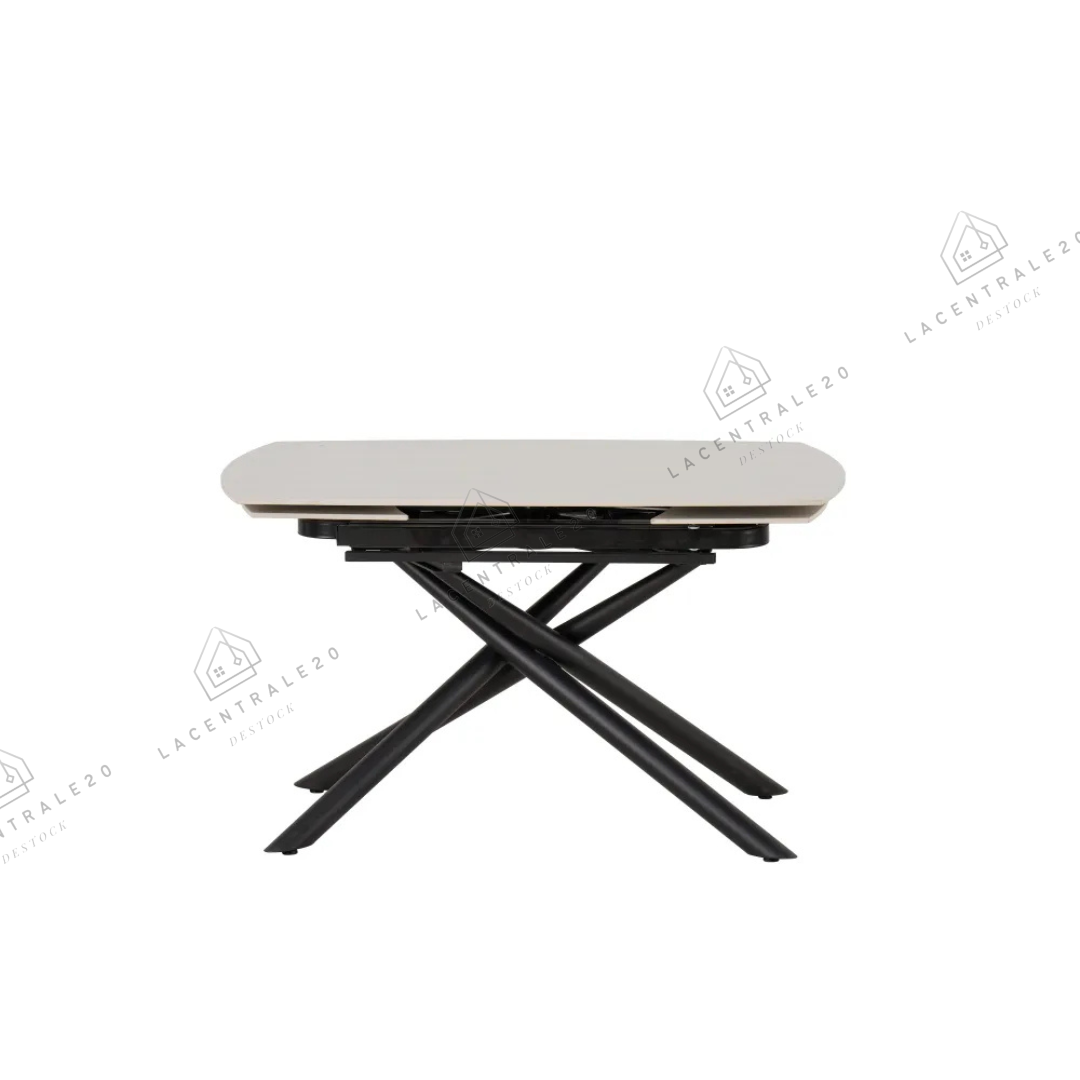 Table à manger Nysa extensible céramique travertin Blanc