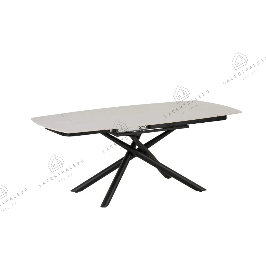 Table à manger Nysa extensible céramique travertin Blanc