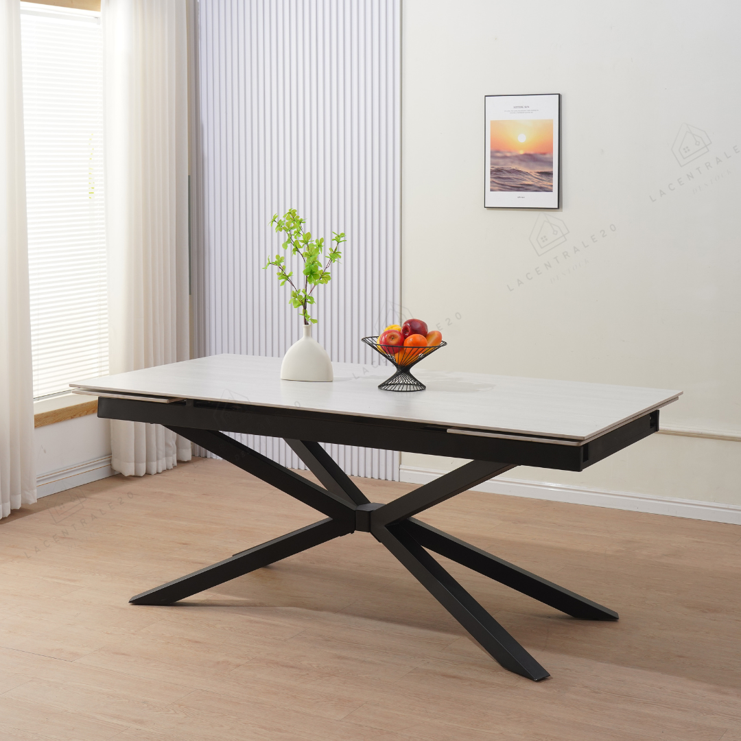 Table à manger Nana extensible céramique travertin Blanc