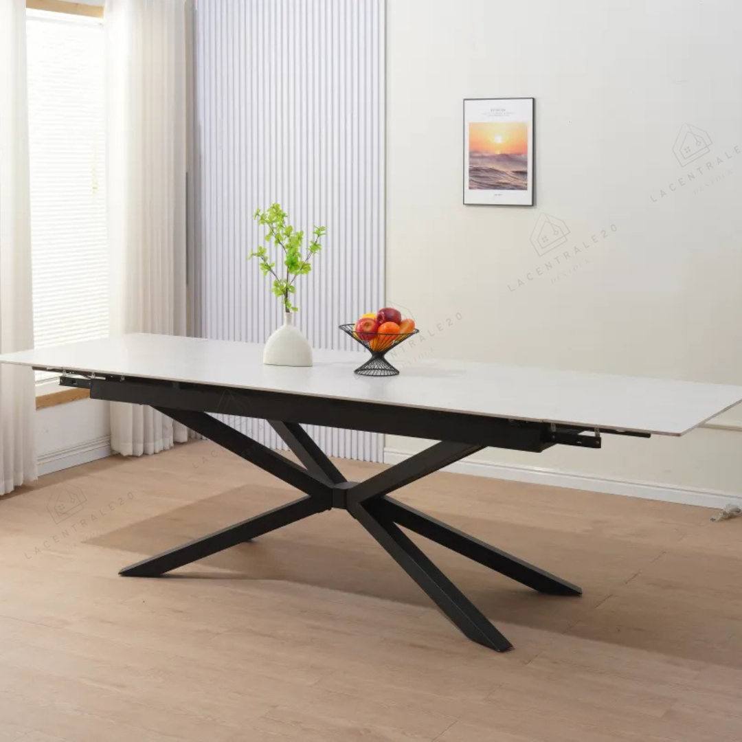 Table à manger Nana extensible céramique travertin Blanc