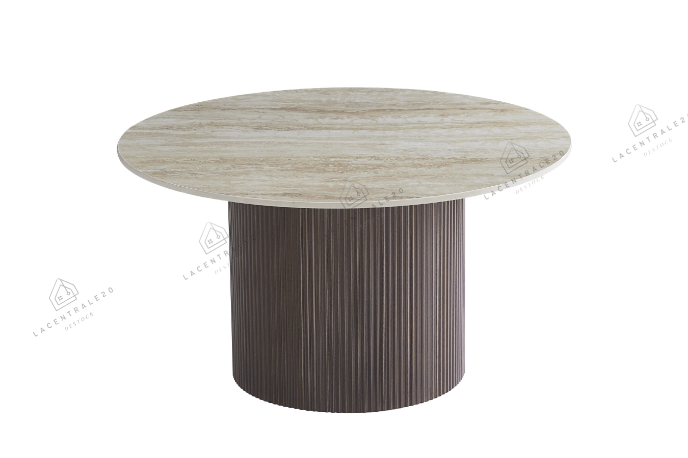 Table basse Famous Noyer effet travertin