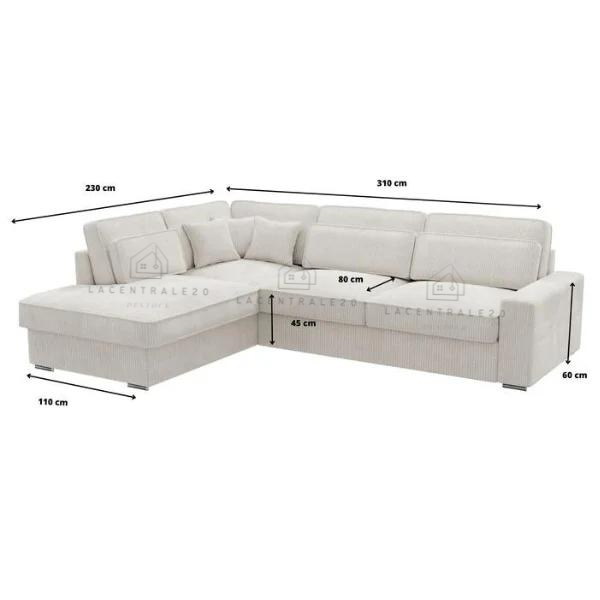 Canapé angle Bristol Velour Beige