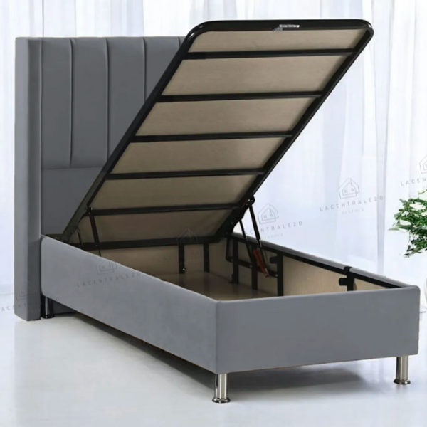 Lit coffre Tokyo 1 place Gris