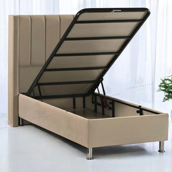 Lit coffre Tokyo 1 place Beige