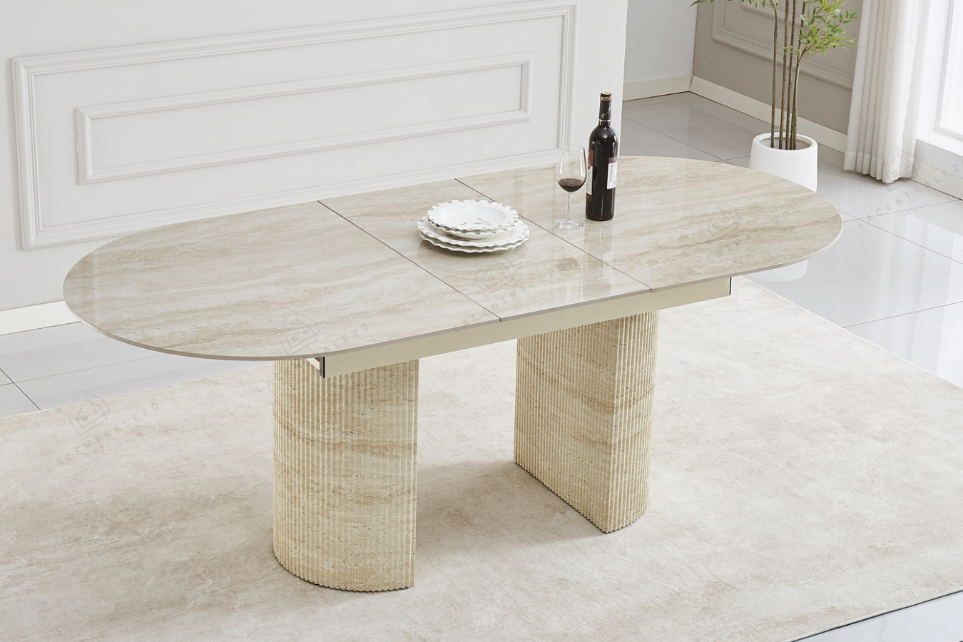 Table à manger Sahara extensible effet travertin