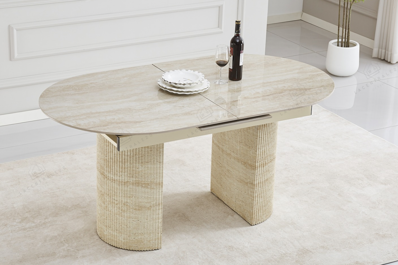 Table à manger Sahara extensible effet travertin