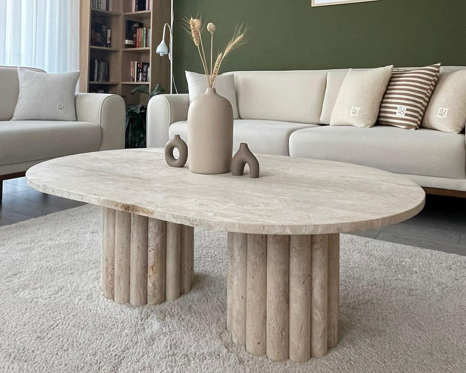 Table basse Travertin Octopus