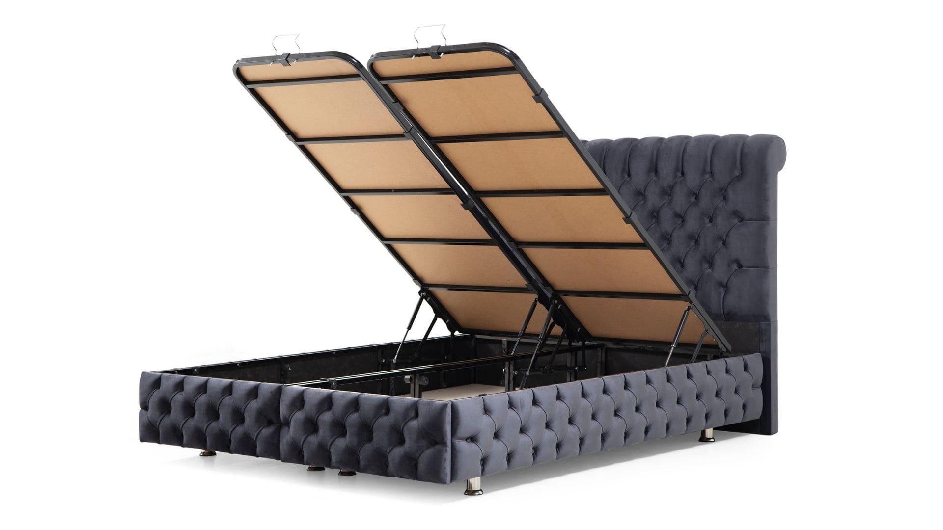 Lit Coffre Luna Gris Anthracite