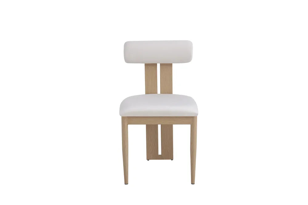 Chaise boudin pied effet bois velours beige