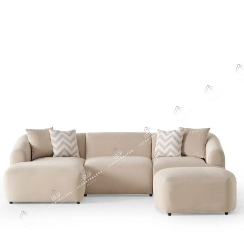 Canapé d’angle - Tissu velours ou laine bouclée - Porto