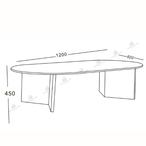 Table Basse - Pied effet noyer - Plateau effet travertin - Page