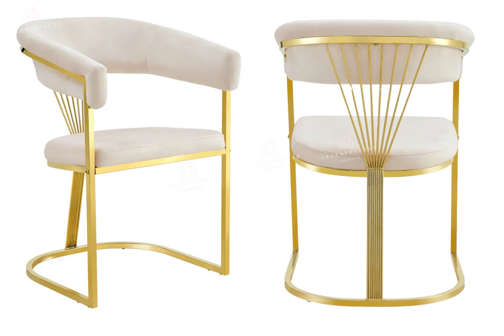 Chaise salle à manger - Tissu velours – Pied métal ( noir / chromé / or )- Lot de 2 / 4 /6 – Brittany