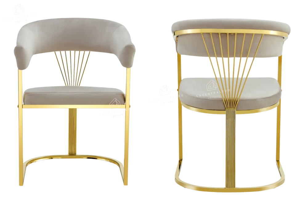 Chaise salle à manger - Tissu velours – Pied métal ( noir / chromé / or )- Lot de 2 / 4 /6 – Brittany