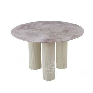 Table à manger - Effet marbre ou céramique - Ronde - Anaïs