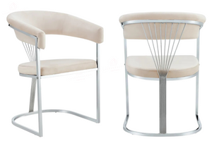Chaise salle à manger - Tissu velours – Pied métal ( noir / chromé / or )- Lot de 2 / 4 /6 – Brittany
