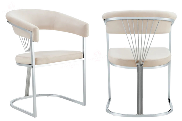 Chaise salle à manger - Tissu velours – Pied métal ( noir / chromé / or )- Lot de 2 / 4 /6 – Brittany