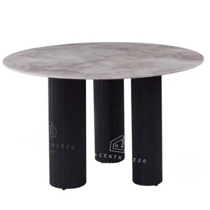 Table à manger - Effet marbre ou céramique - Ronde - Anaïs