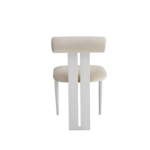 Chaise salle à manger Beige – Pied effet bois Blanc – Lots de 2/4/6 – Boudin
