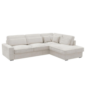 Canapé d’angle – Tissu côtelé écru ou velours beige – Moderna Souk