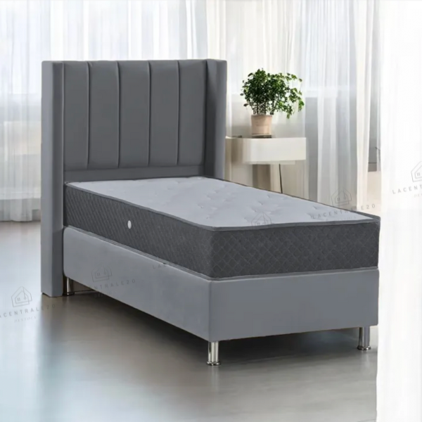 Lit coffre - 1 place - Gris - Tokyo