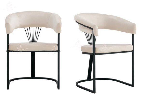 Chaise salle à manger - Tissu velours – Pied métal ( noir / chromé / or )- Lot de 2 / 4 /6 – Brittany