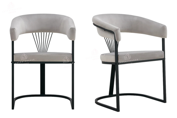 Chaise salle à manger - Tissu velours – Pied métal ( noir / chromé / or )- Lot de 2 / 4 /6 – Brittany