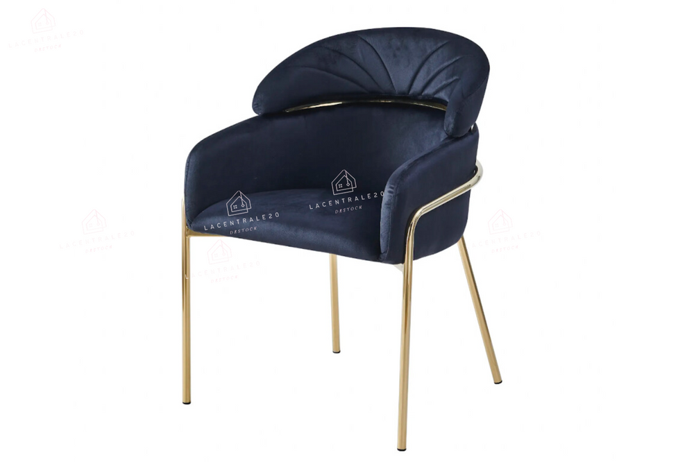 Chaise salle à manger - Tissu velours – Pied métal ( chromé / or )- Lot de 2 / 4 /6 – Emily