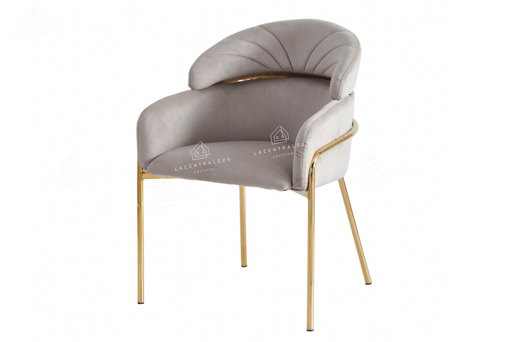 Chaise salle à manger - Tissu velours – Pied métal ( chromé / or )- Lot de 2 / 4 /6 – Emily