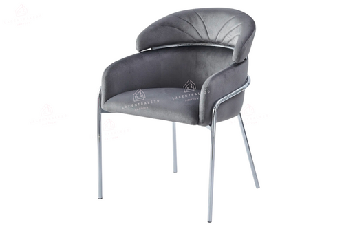 Chaise salle à manger - Tissu velours – Pied métal ( chromé / or )- Lot de 2 / 4 /6 – Emily