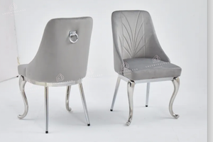 Chaise salle à manger - Tissu velours – Pied métal ( chromé / or )- Lot de 2 / 4 /6 – Baroka