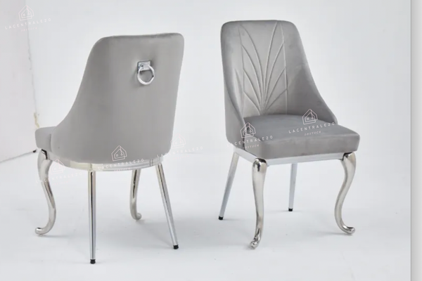 Chaise salle à manger - Tissu velours – Pied métal ( chromé / or )- Lot de 2 / 4 /6 – Baroka