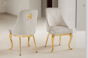 Chaise salle à manger - Tissu velours – Pied métal ( chromé / or )- Lot de 2 / 4 /6 – Baroka