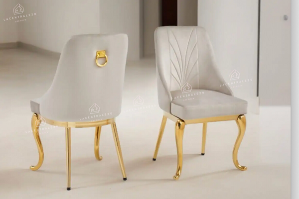 Chaise salle à manger - Tissu velours – Pied métal ( chromé / or )- Lot de 2 / 4 /6 – Baroka