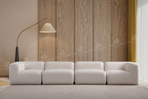 Canapé Modulable - Tissu Velours blanc cassé - 3+1 modules - Nuage