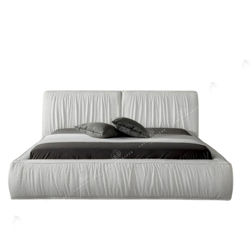 Lit coffre - Tissu laine bouclée - Harmonie