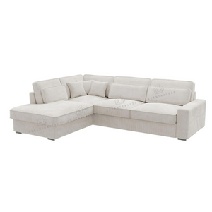 Canapé d’angle – Tissu côtelé écru ou velours beige – Moderna Souk