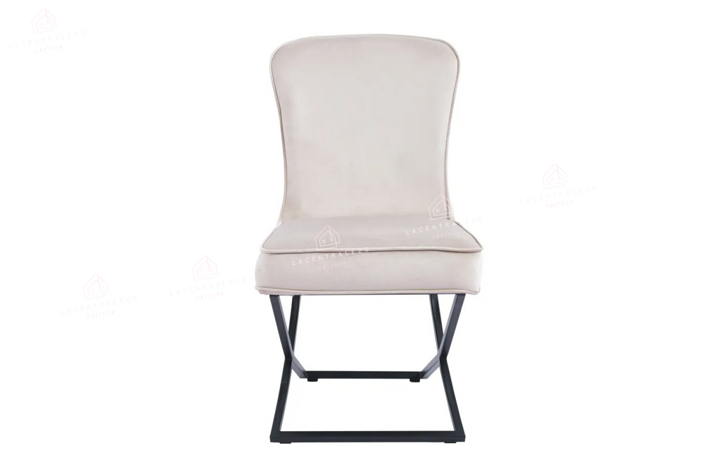 Chaise salle à manger - Tissu velours – Pied métal ( noir / chromé / or )- Lot de 2 / 4 /6 – Gabrielle