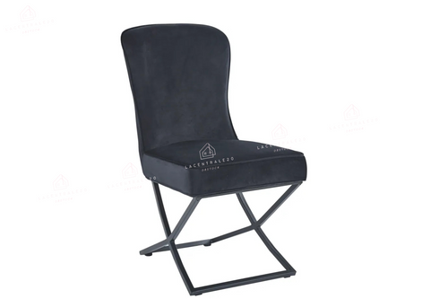 Chaise salle à manger - Tissu velours – Pied métal ( noir / chromé / or )- Lot de 2 / 4 /6 – Gabrielle
