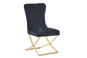 Chaise salle à manger - Tissu velours – Pied métal ( noir / chromé / or )- Lot de 2 / 4 /6 – Gabrielle