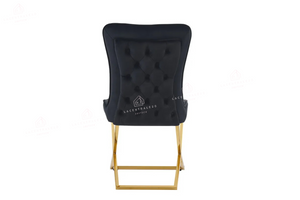 Chaise salle à manger - Tissu velours – Pied métal ( noir / chromé / or )- Lot de 2 / 4 /6 – Gabrielle