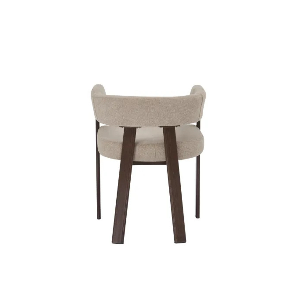 Chaise salle à manger - Velours Beige / Grain Moka – Pied effet Noyer – Lots de 2/4/6 – Alia