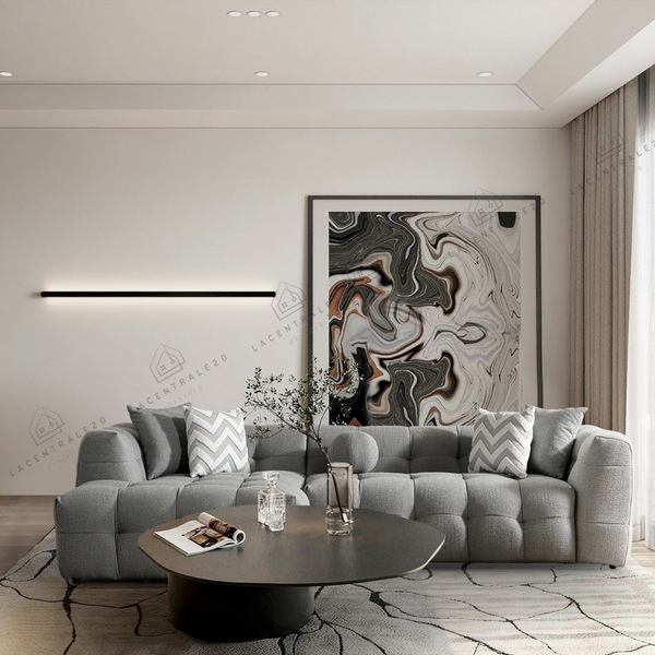 Canapé d’angle – Tissu laine bouclée – Carmen