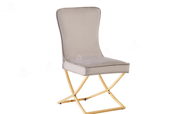 Chaise salle à manger - Tissu velours – Pied métal ( noir / chromé / or )- Lot de 2 / 4 /6 – Gabrielle