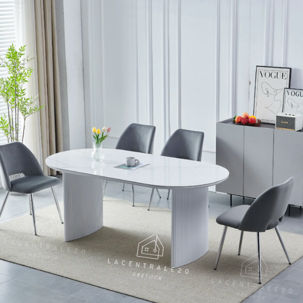 Table à manger - Effet Marbre - Ovale - Joséphine