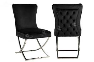Chaise salle à manger - Tissu velours – Pied métal ( noir / chromé / or )- Lot de 2 / 4 /6 – Gabrielle