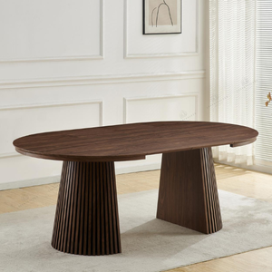Table à manger - Extensible - Effet Noyer - Ronde - Siena