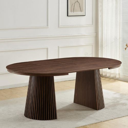Table à manger - Extensible - Effet Noyer - Ronde - Siena
