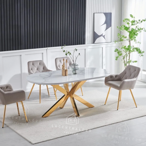 Table à manger - Effet marbre ou céramique - Ovale - Ophélia