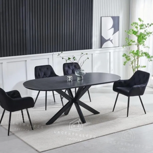 Table à manger - Effet marbre ou céramique - Ovale - Ophélia